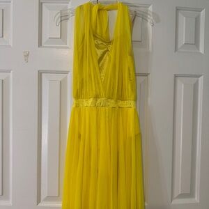 Yellow Dance Dress – Halter Neck w/ Flowing Mesh Skirt